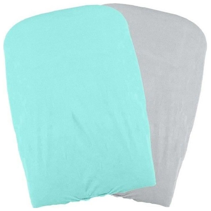 DOMIVA Lot 2 Housses matelas a langer - Polycoton - oeko-Tex - Aqua/Pe