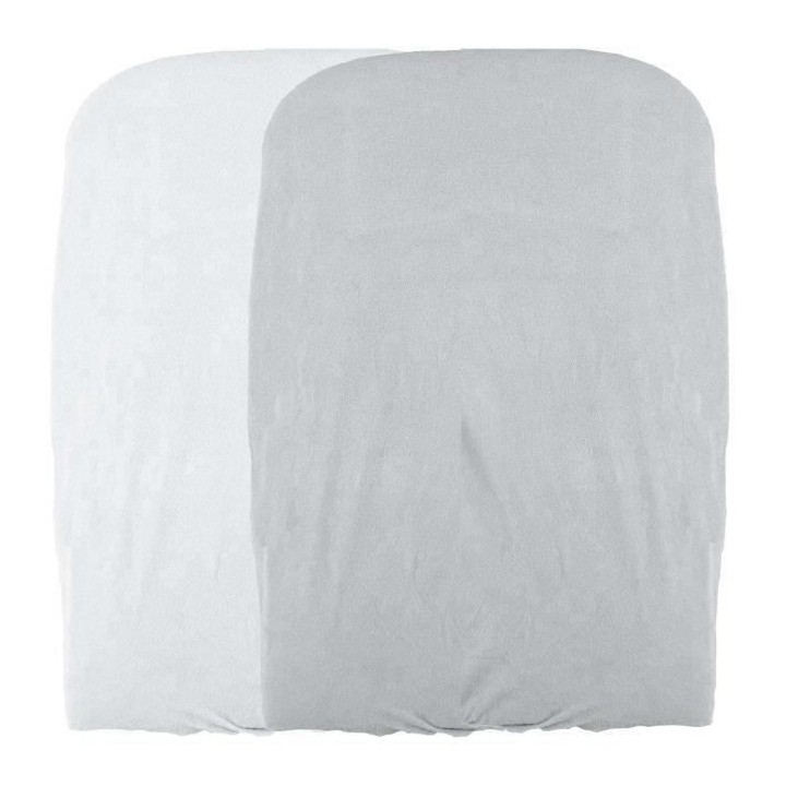 Lot de 2 housses de matelas a  langer - Blanc / Perle - 50 X 75 cm