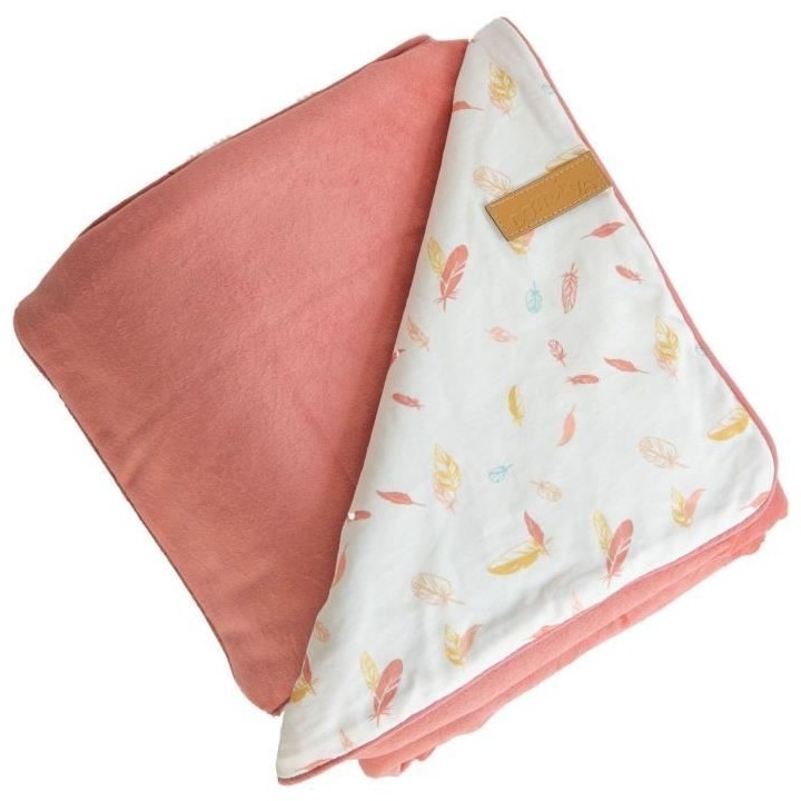 Couverture double face petites plumes - Multicolore - 75 x 100 cm