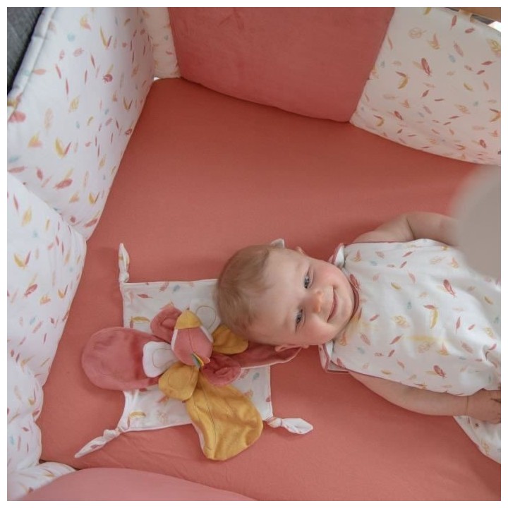 Tour de lit adaptable - DOMIVA - Happy - Motif plume coloré - 30x180