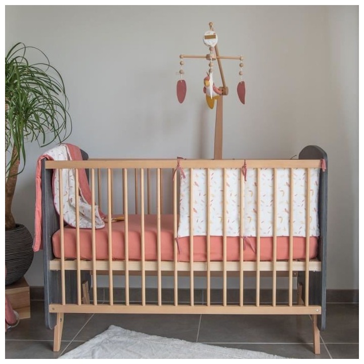 Tour de lit adaptable - DOMIVA - Happy - Motif plume coloré - 30x180