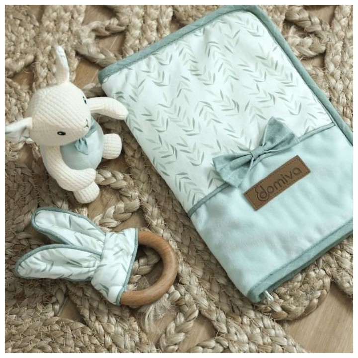 Protege carnet de santé esprit nature - blanc / vert - 26 x 17 cm