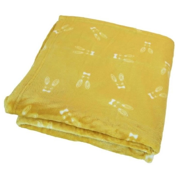Couverture bébé aux impressions de lapins - Jaune - 100 x 150 cm