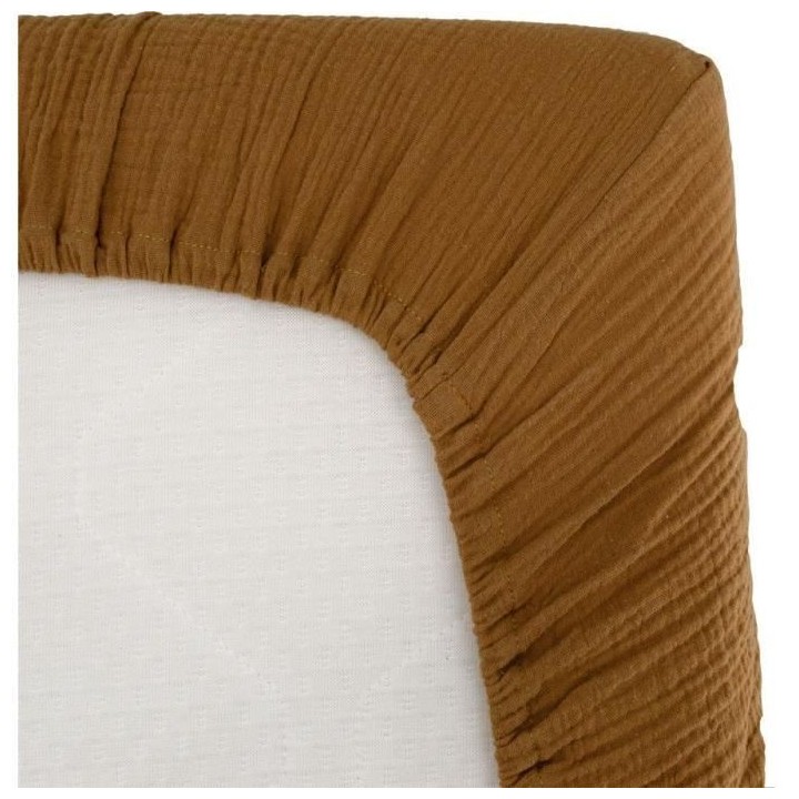 Drap housse lange - DOMIVA - AU FIL DE L'EAU - Caramel - 70 x 140 cm