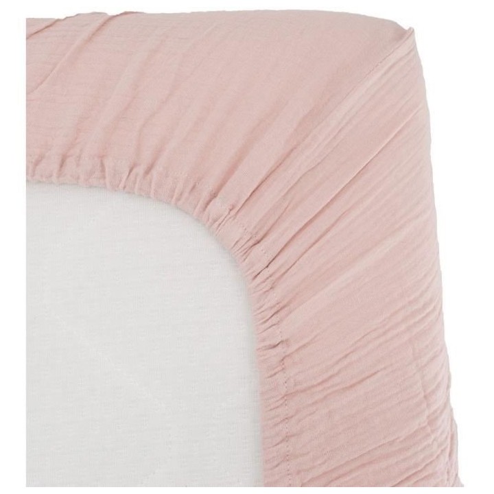 Drap housse lange - DOMIVA - 60x120 cm - Vieux rose - Gaze de coton