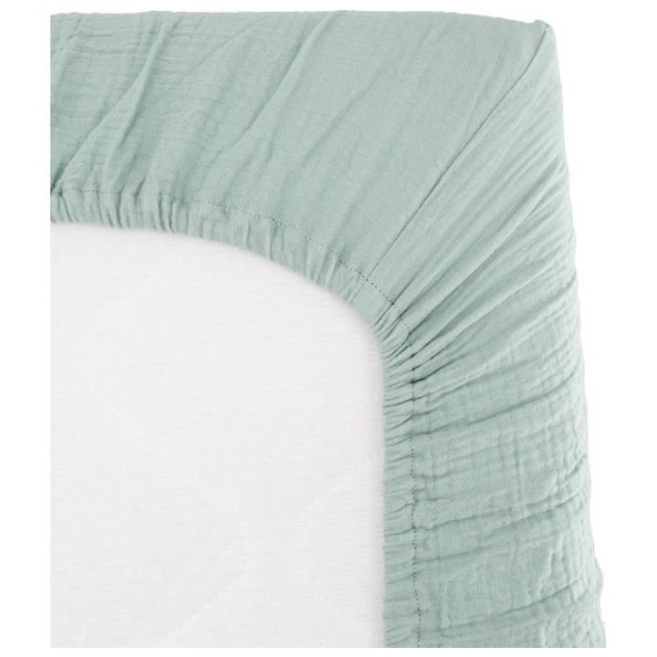 Drap housse lange - DOMIVA - 60x120 cm - Celadon - Gaze de coton