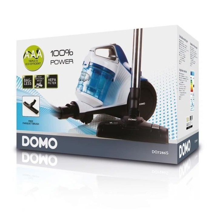 DOMO DO7286S Aspirateur sans sac - 1,5 L - 700 W - Blanc et bleu