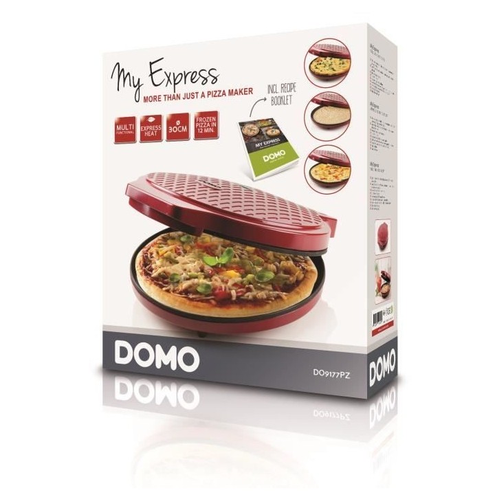 Four a pizza - DOMO - My express - 1450W - Rouge - Minuterie - Tempér
