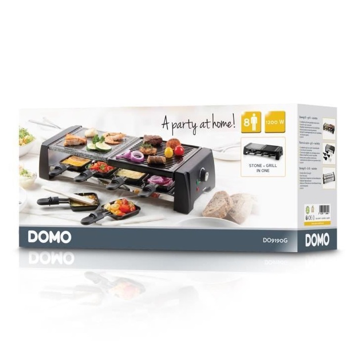 Raclette - Grill - Pierre a cuire DOMO - 8 personnes DO9190G