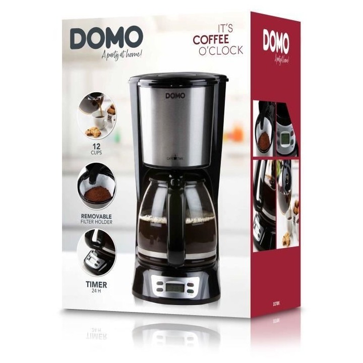 Cafetiere Filtre - DOMO - DO708K - 1000 W - 1,5 L - 12 tasses - Ecran