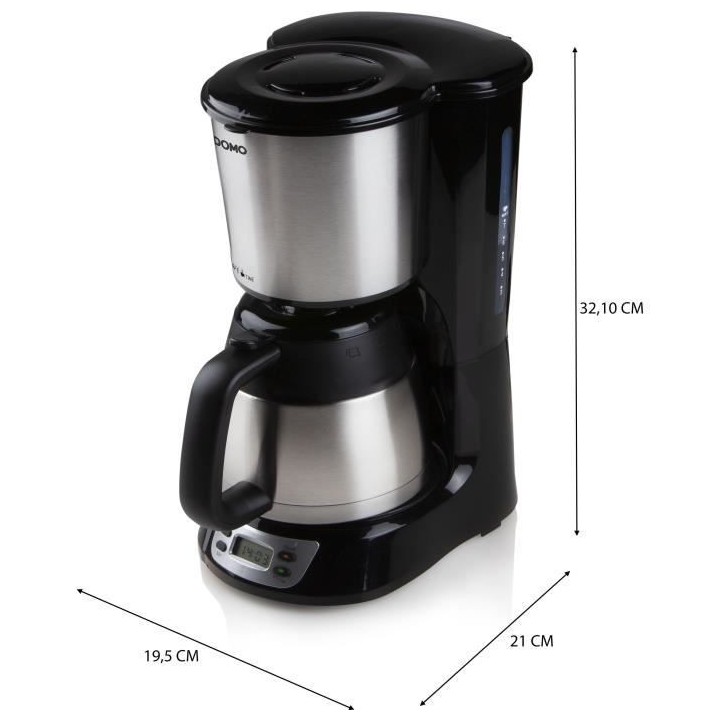 Cafetiere filtre - DOMO - DO709K - 1000 W - 1 L - 8 tasses - Ecran LCD