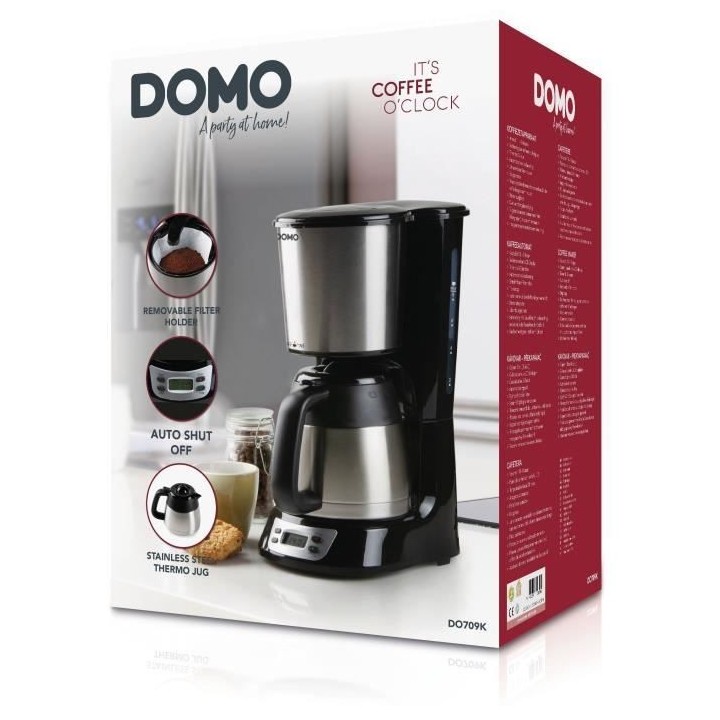 Cafetiere filtre - DOMO - DO709K - 1000 W - 1 L - 8 tasses - Ecran LCD