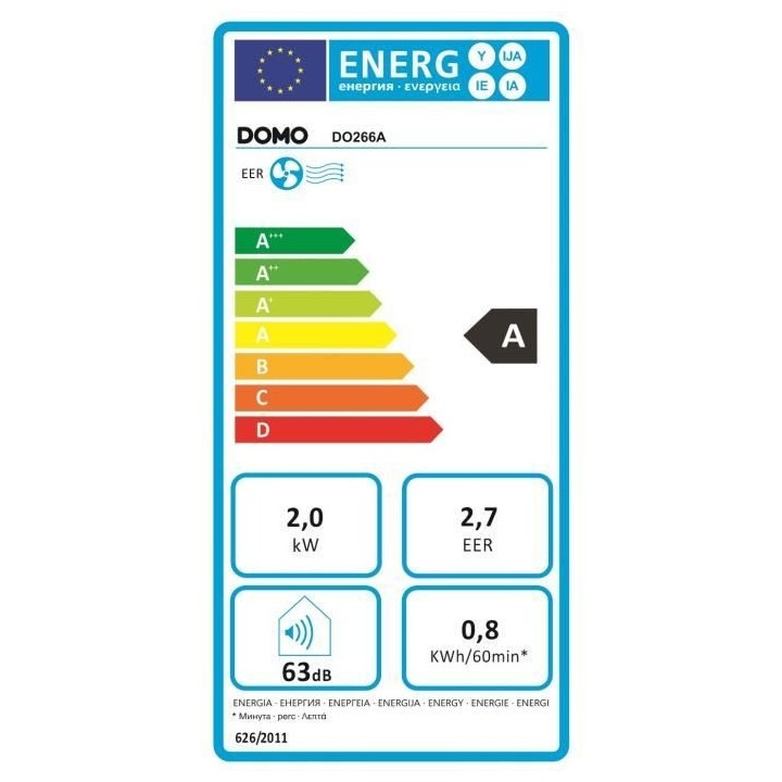 Climatiseur mobile - DOMO - DO266A - 7000BTU - 960 W - Déshumidificat