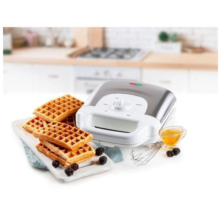 DOMO DO9222W - Gaufrier - 900W - 4x7 cm - Revetement anti-adhésif - T