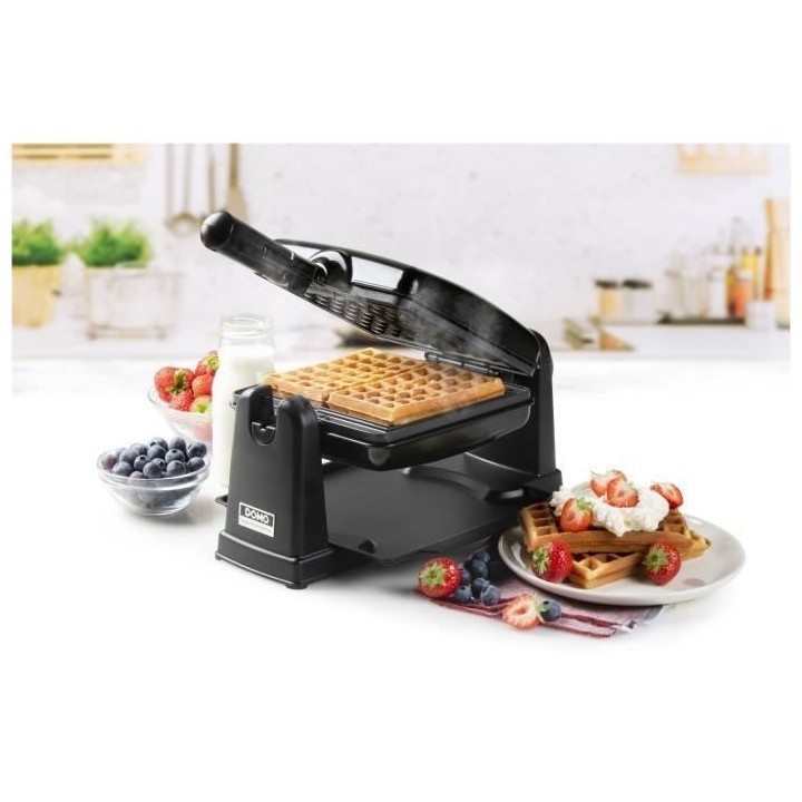 DOMO Gaufrier rotatif - DO9224W - Rotatif a 180° - Revetement anti-ad