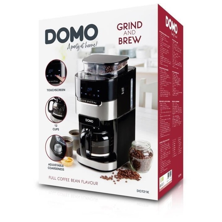 Cafetiere filtre avec moulin intégré - DOMO - DO721K - 900 W - 1,5 L
