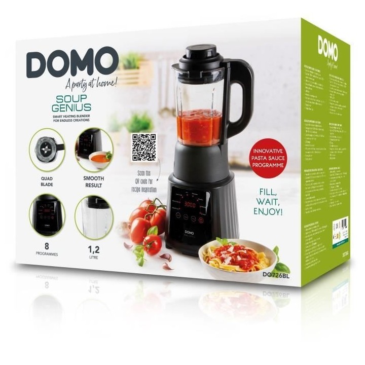 Blender chauffant multi fonctions - DOMO - DO726BL - 900 W - 1,2 L - 8