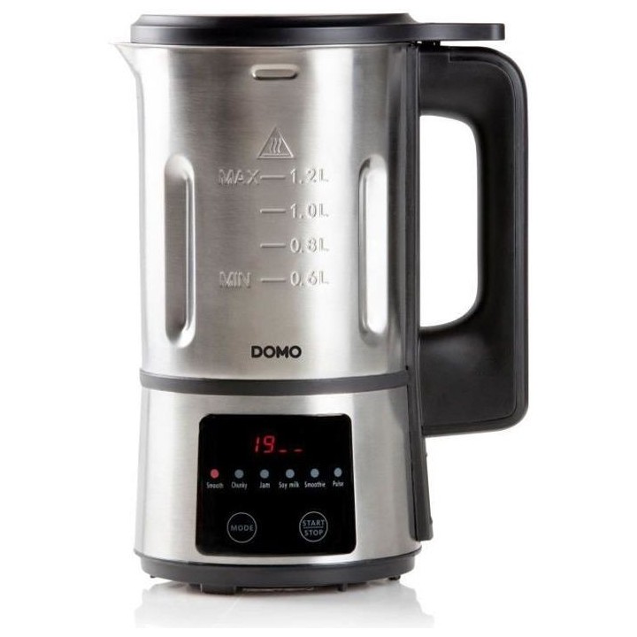 Blender chauffant DOMO - Inox – 1,2 L - 6 programmes – 800 Watt