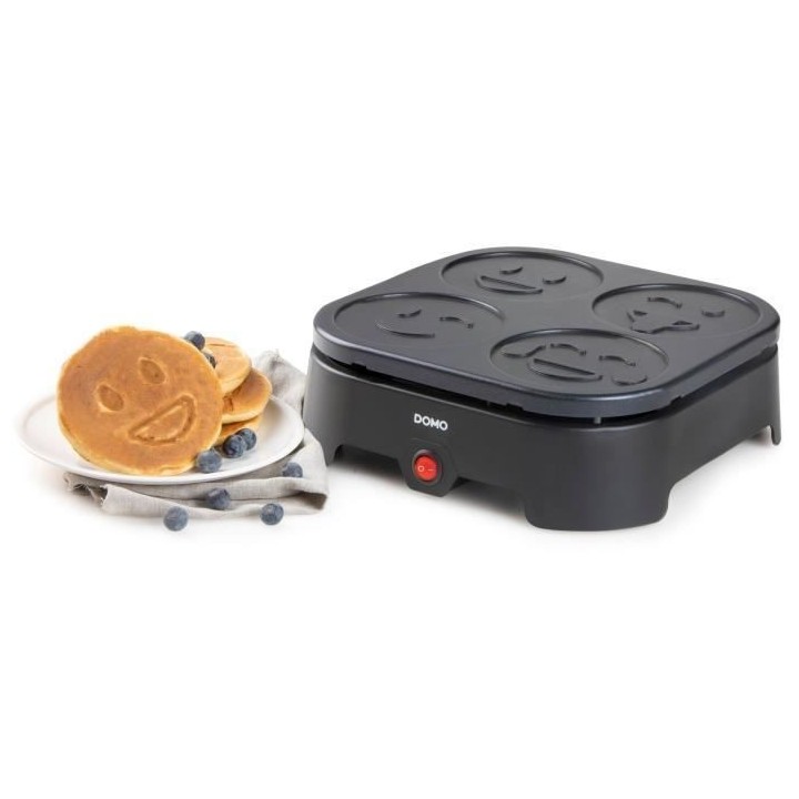 Crépiere DOMO - 4 crepes - Motifs EMOJI - revetement anti-adhésif -