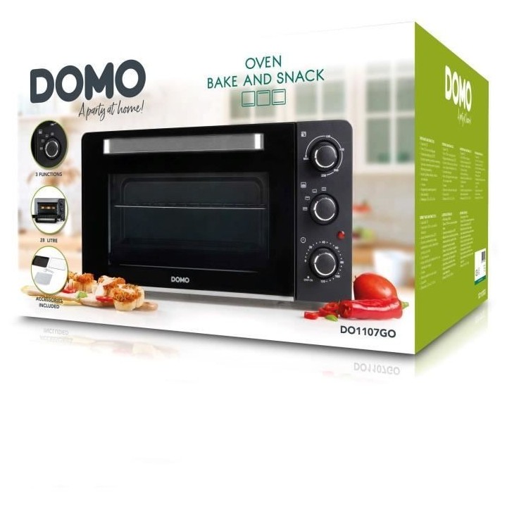 Mini four bake and snack DOMO DO1107GO - 28 L - noir - 1500watt -