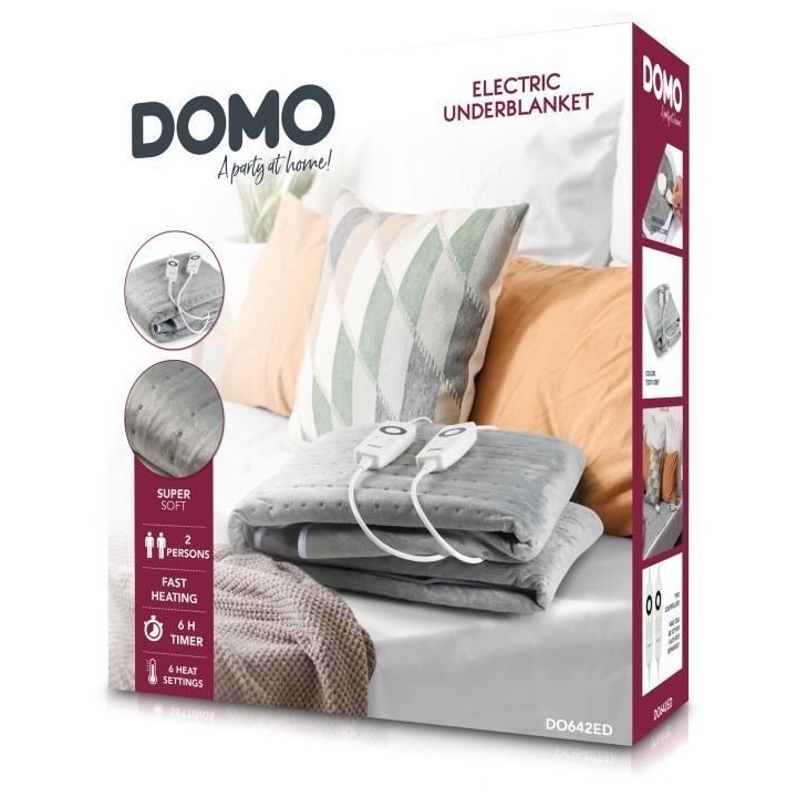 Chauffe-lit électrique 2 personnes DOMO - 6 Niveaux de chaleur - Moll