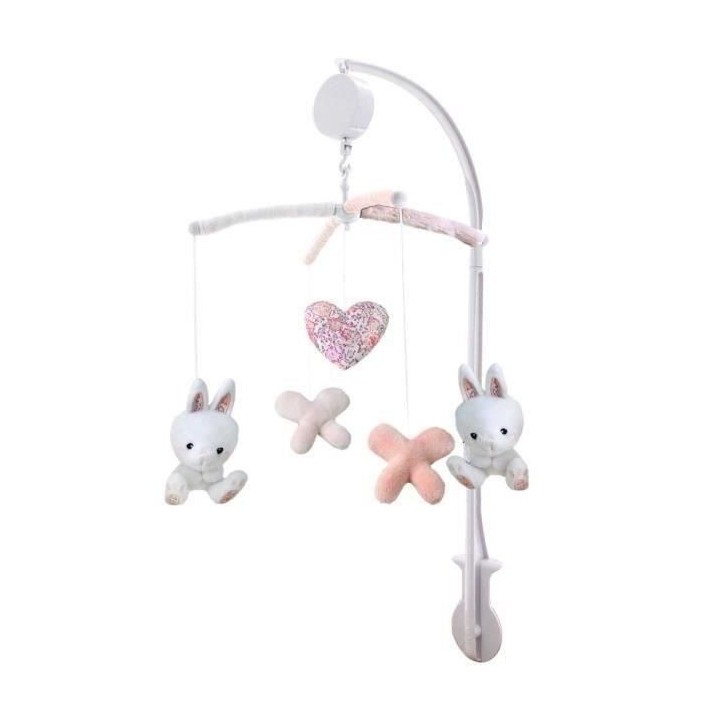 DOMIVA Mobile musical Lapinou - Arche PVC - Peluches amovibles - Blanc