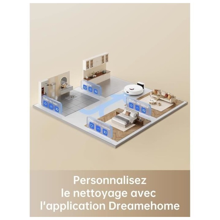 DREAME D9Max White - Aspirateur Robot Laveur 2 en 1 - Navigation LDS I