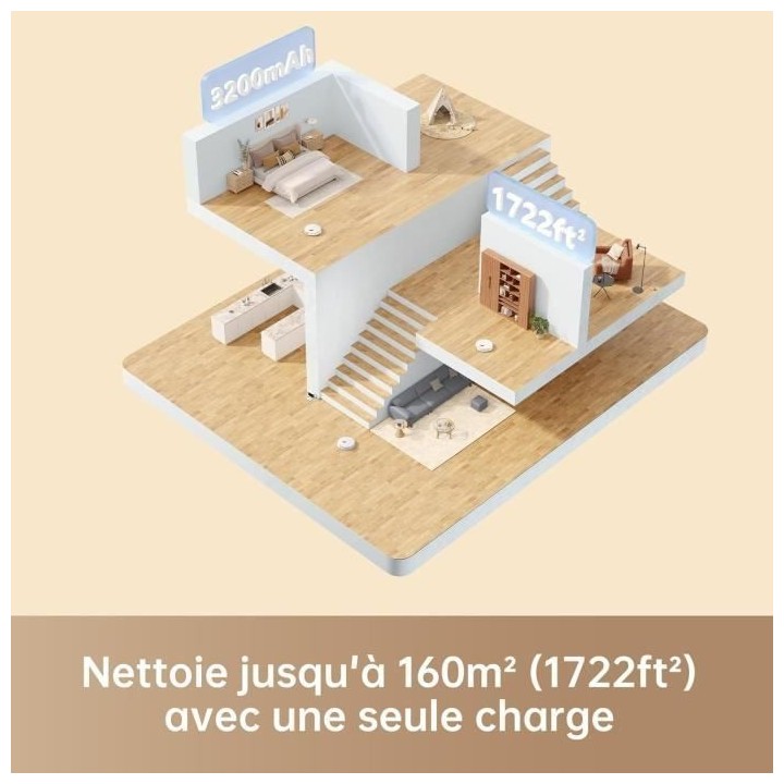 DREAME F9 Pro - Aspirateur Robot Laveur - 150 min - 2500 Pa aspiration