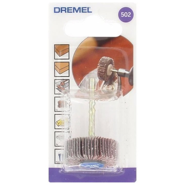 Polissoir a lamelles DREMEL 502 (Grain 80, Diametre 28,6mm, Pour Ponce