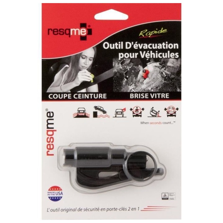 RESQ ME Porte-clés brise vitres et coupe ceinture - Noir