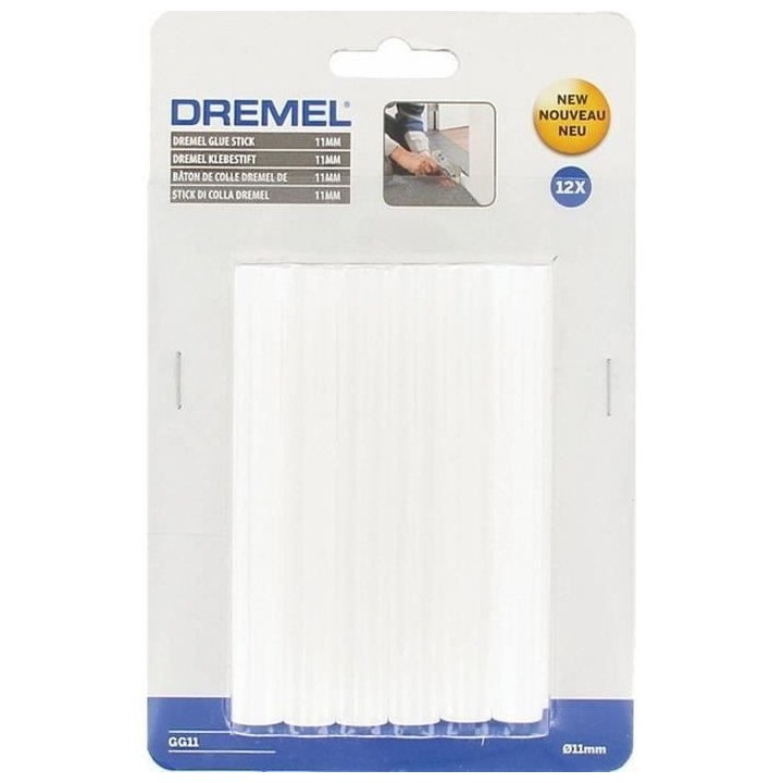 Lot de 12 bâtons de Colle Universelle DREMEL GG11 - Diametre 11mm - T