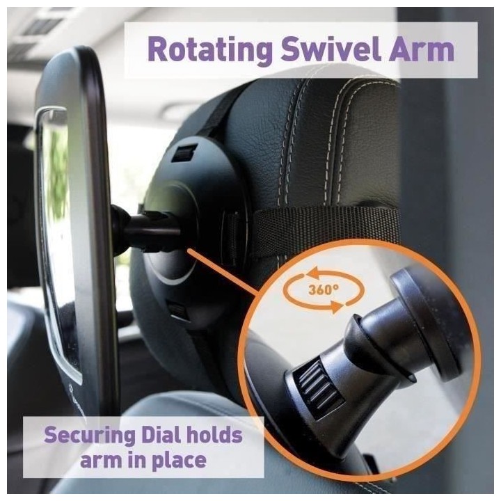 Grand miroir rétroviseur rectangulaire - DREAMBABY - Réglable pour s