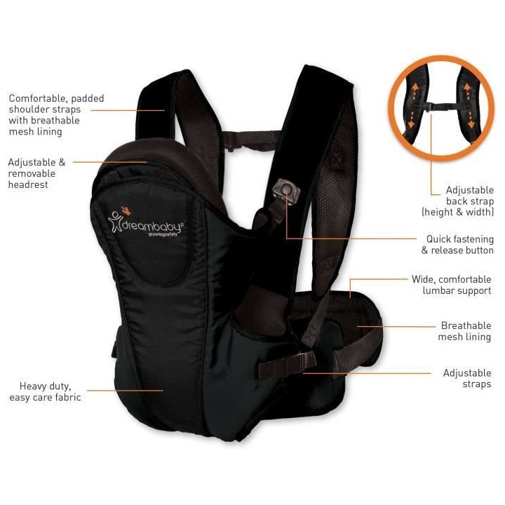 Porte-bébé ajustable 3-1 - DREAMBABY - MANHATTAN - Confortable et po