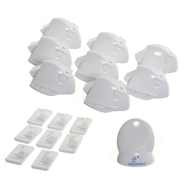 DREAMBABY Mag Lock Adhésif - 8 verrous de protection adhésif + 1 cl