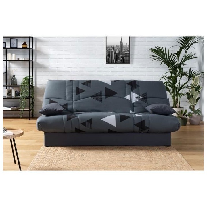 Banquette clic clac 3 places - tissu Bikini gris - Style contemporain