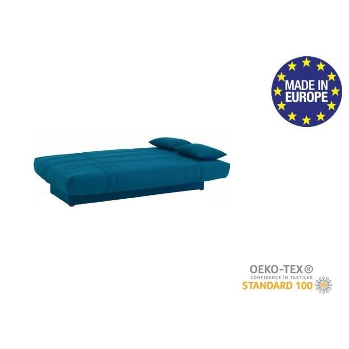 Banquette clic clac 3 places - Tissu bleu canard - Style Contemporain