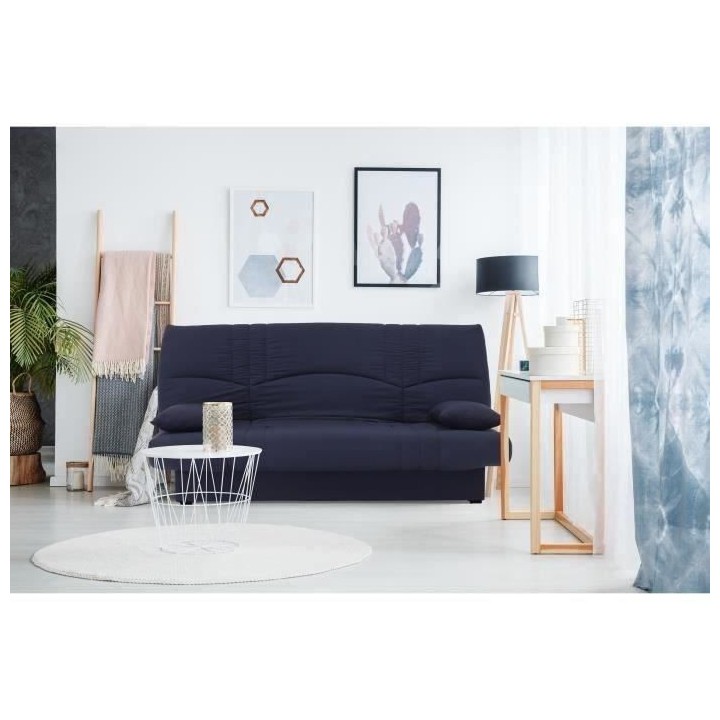 Banquette clic clac 3 places - Tissu bleu foncé - Style Contemporain