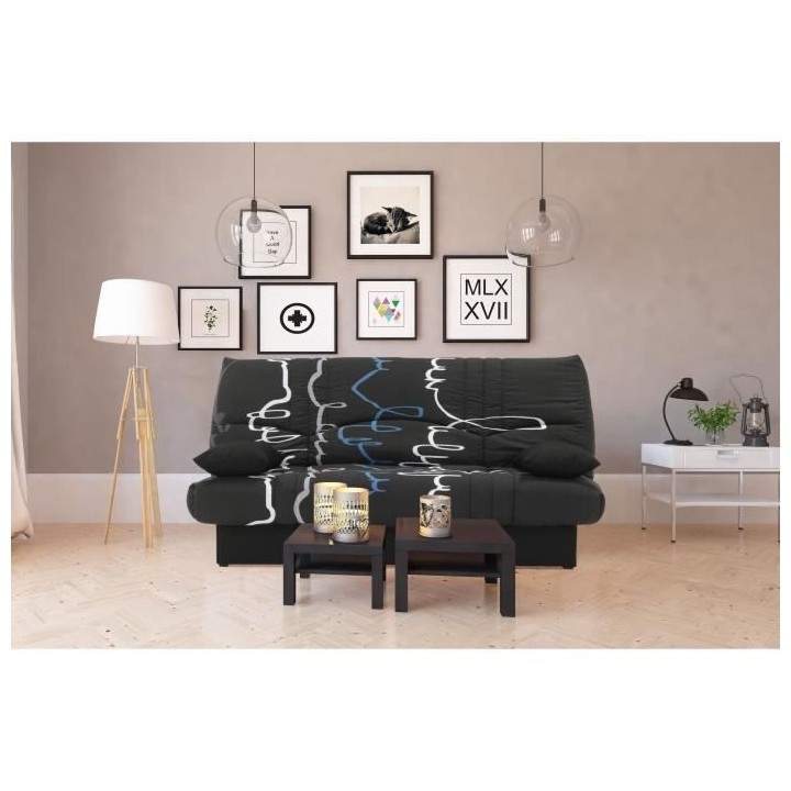 Banquette clic clac 3 places - Motif graffiti bleu - Style Contemporai