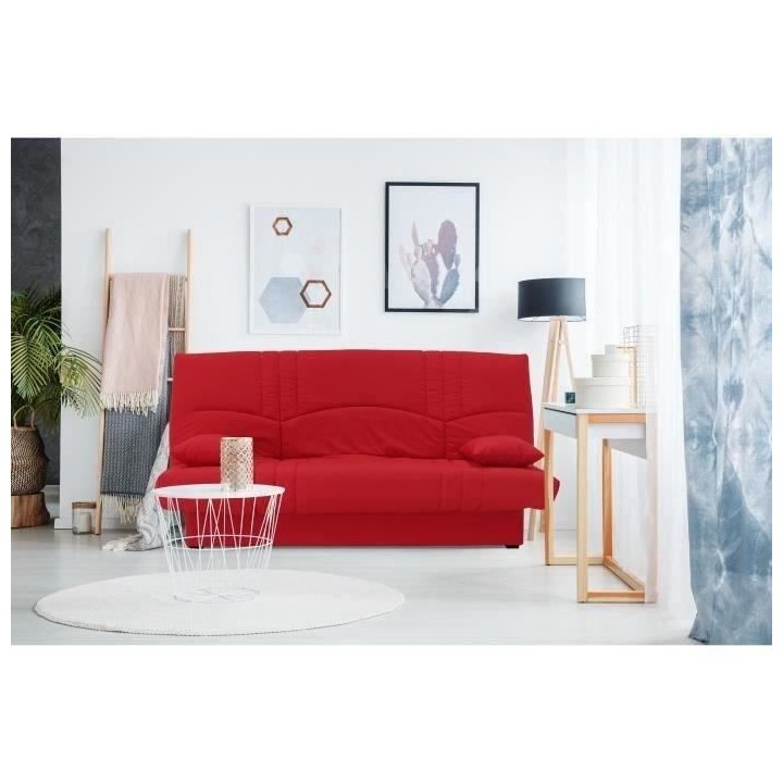 Banquette clic clac 3 places - Tissu rouge - Style Contemporain - L 19