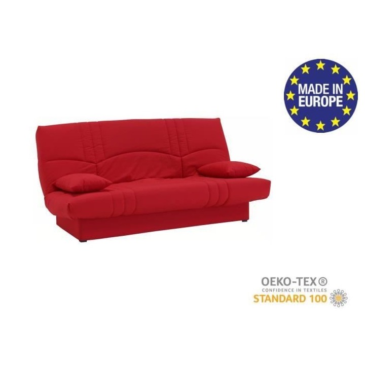 Banquette clic clac 3 places - Tissu rouge - Style Contemporain - L 19