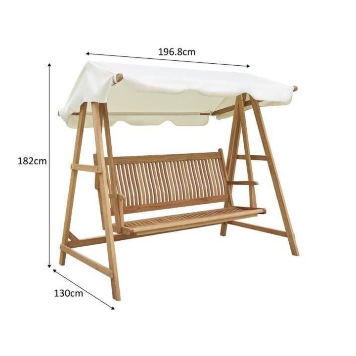 Balancelle de jardin en bois d'eucalyptus FSC - 3 places - RONDA - Bei