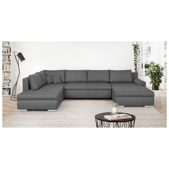 Canapé d'angle panoramique convertible - 7 places - INDIAN - Tissu 10