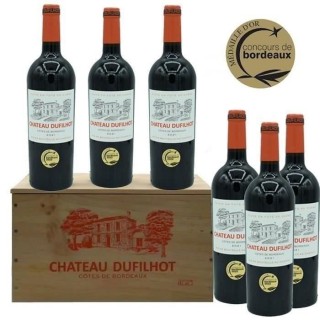 Château Dufilhot 2021 Côtes de Bordeaux - Vin rouge lot de 6 bouteil