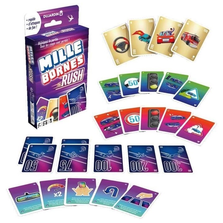Jeu de cartes MILLE BORNES RUSH - DUJARDIN - Pour 2 joueurs ou plus -