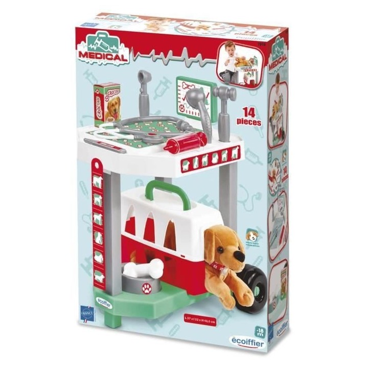 Jouet pour enfant - Clinique vétérinaire - Table d'examen roulante a