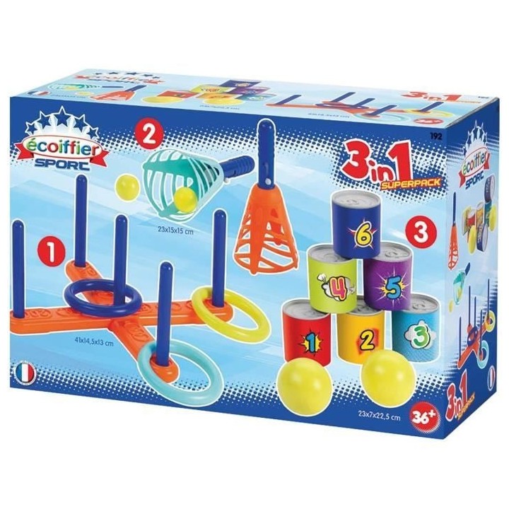 Jeu d'adresse - ECOIFFIER - Pack 3 Sports - Chamboule tout, Jeu de cro