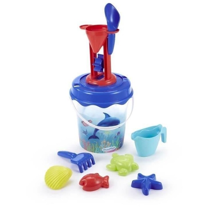 Jeu de plage - ECOIFFIER - 513 - Seau transparent décor dauphin avec