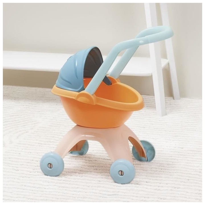 Landau pour poupon de 32 cm - Ecoiffier - Capote a 2 positions - Orang