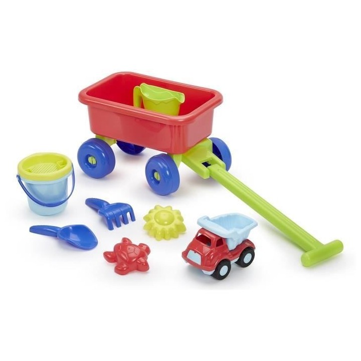 Chariot plage garni - ECOIFFIER - 529 - Seau avec tamis, arrosoir, dou
