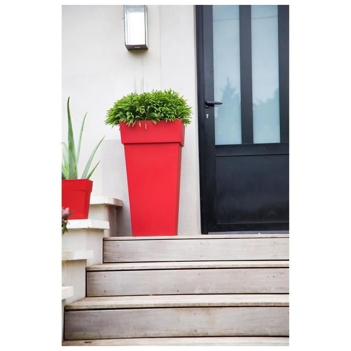 EDA Pot de fleurs XXL Toscane - Carré - 43,3 x 43,3 x H 80 cm - 98 L